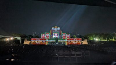 Projection mapping content areas onto the Memorial surfaces.