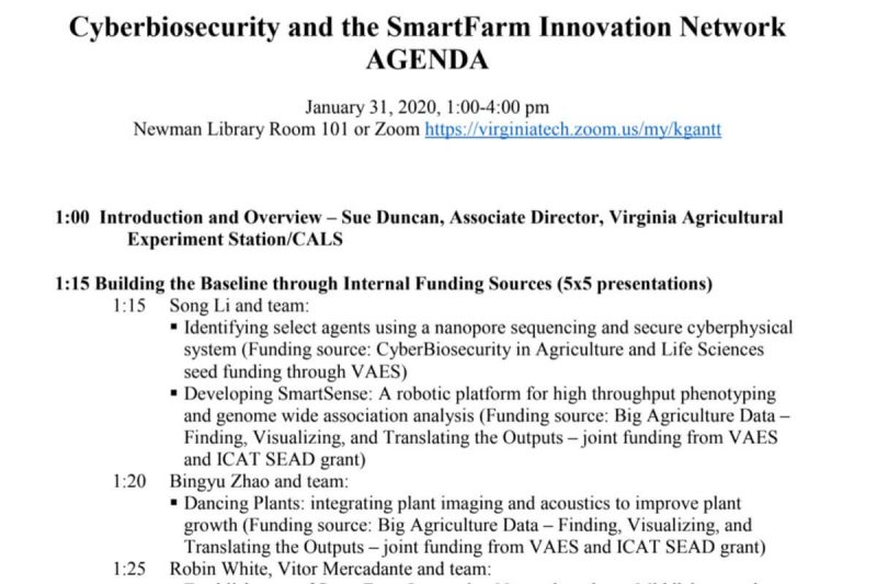 Cyberbiosecurity and the SmartFarm Innovation Network  AGENDA